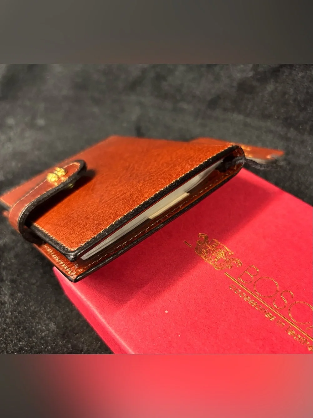 Bosca Old Leather Moda di Roma ID Wallet Brown Hand Stained Leather USA Made